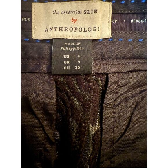 Anthropologie The Essential Slim Straight Pants Womens Sz 4 Black Motif Textured - Picture 5 of 16